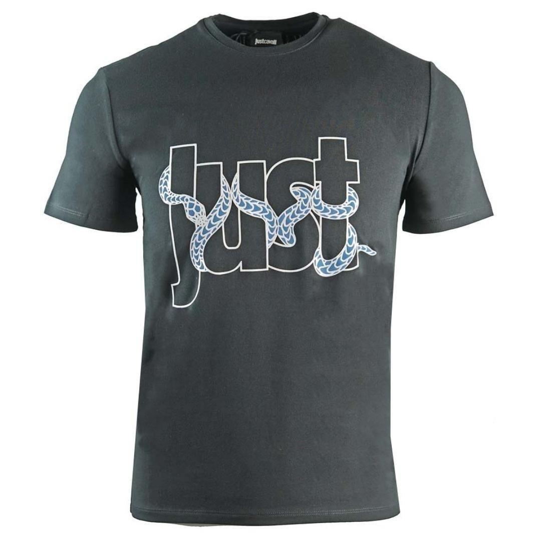 Snake Wrapped Logo Black T-Shirt by JUST CAVALLI