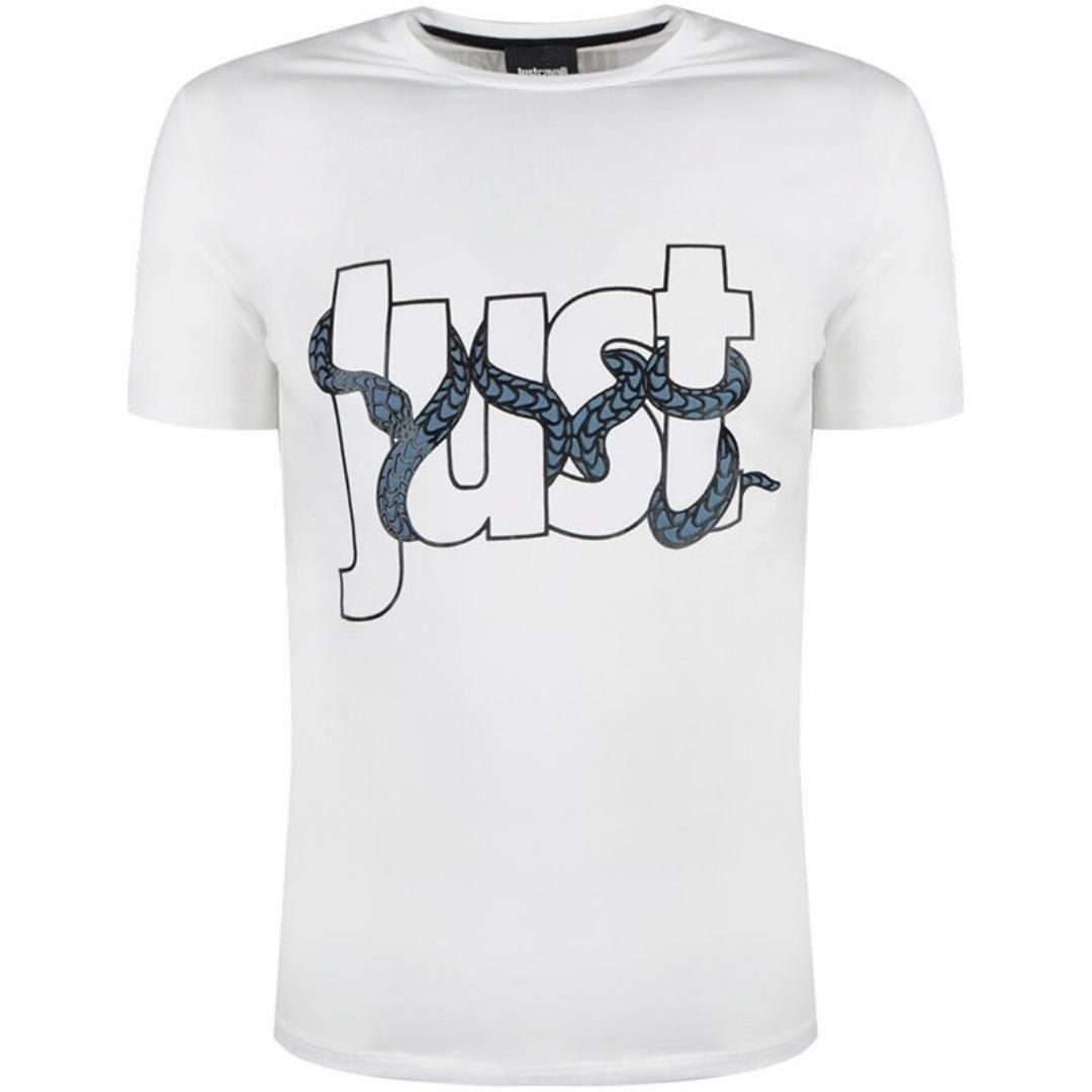 Snake Wrapped Logo White T-Shirt by JUST CAVALLI