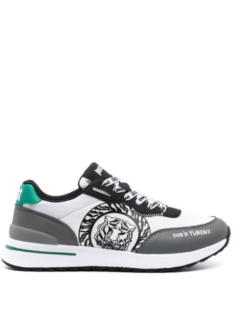 Tiger Head-print leather sneakers by JUST CAVALLI
