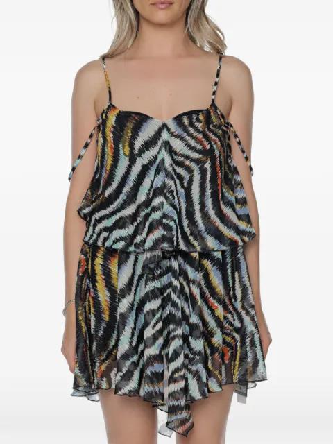 abstract-print ruffled mini dress by JUST CAVALLI