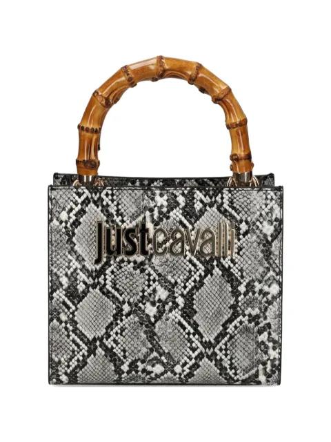 bamboo-handle snake-effect tote bag by JUST CAVALLI