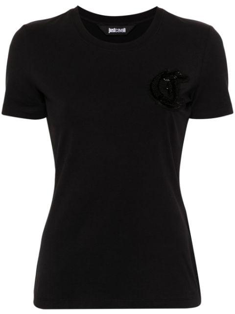 bead-logo detail jersey T-shirt by JUST CAVALLI