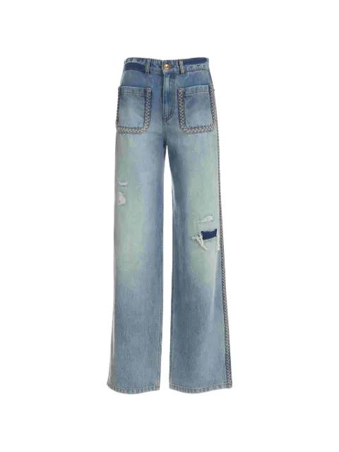 braided ripped jeans by JUST CAVALLI