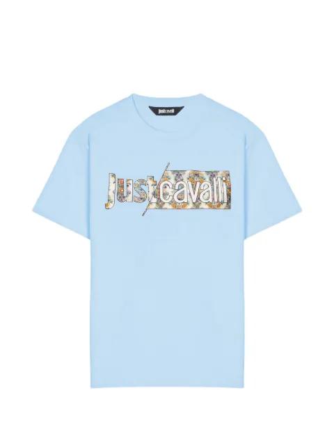 floral-logo T-shirt by JUST CAVALLI