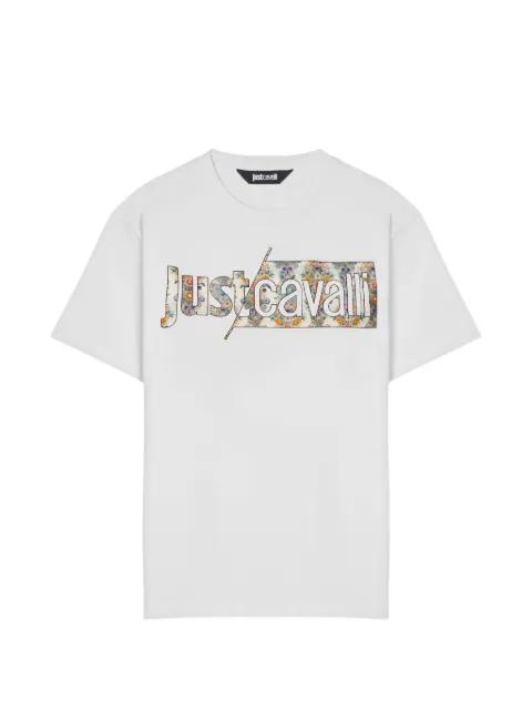 floral-logo T-shirt by JUST CAVALLI