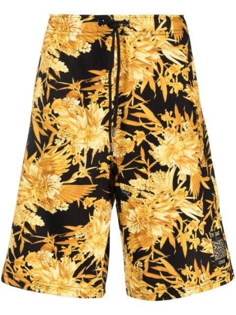 floral-motif track shorts by JUST CAVALLI