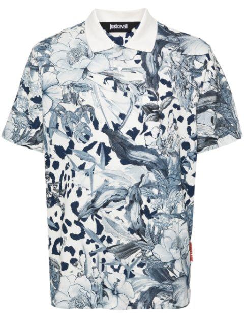 floral-print cotton polo shirt by JUST CAVALLI