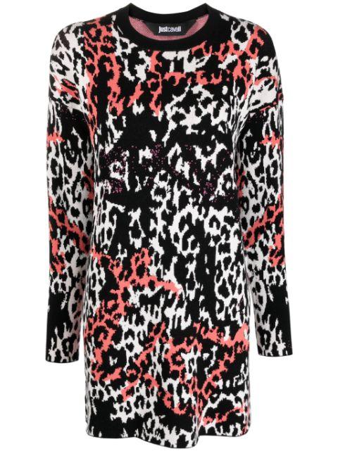 jacquard leopard-print minidress by JUST CAVALLI