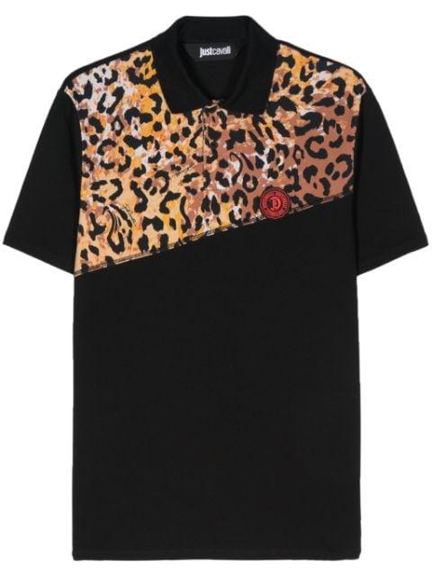 leopard-print logo-detail polo shirt by JUST CAVALLI
