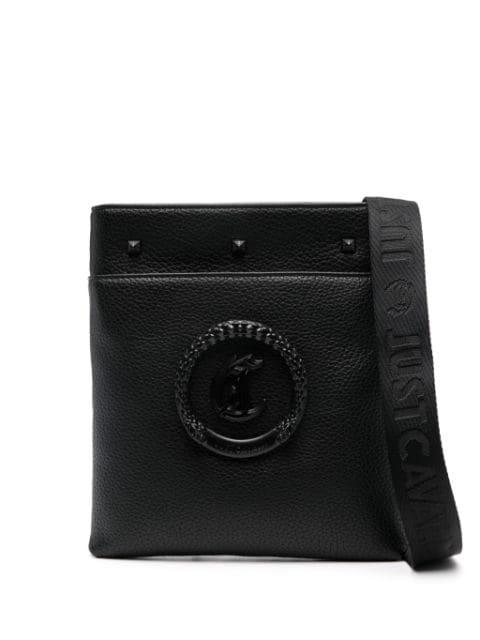 logo-plaque leather messenger bag by JUST CAVALLI