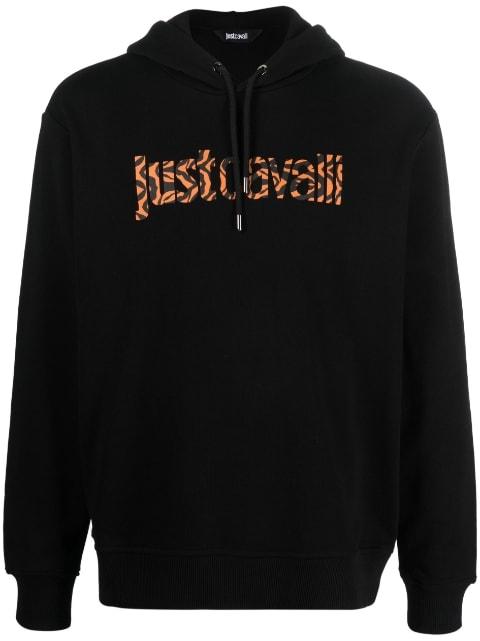logo-print cotton hoodie by JUST CAVALLI