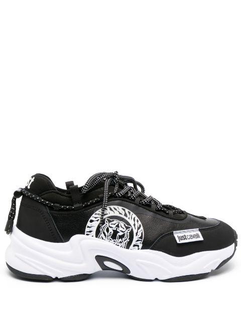 logo-print leather sneakers by JUST CAVALLI