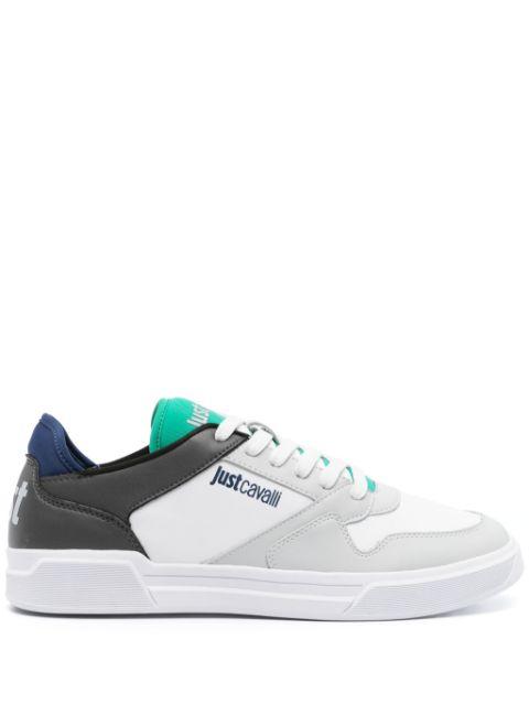 logo-print panelled leather sneakers by JUST CAVALLI
