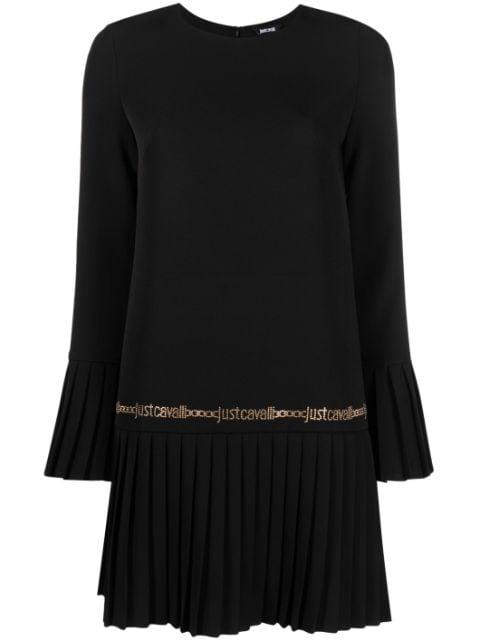logo-studded pleat-detail minidress by JUST CAVALLI