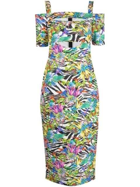 mix-print off-shoulder dress by JUST CAVALLI