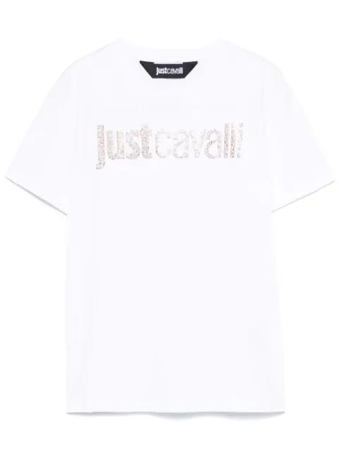 rhinestone-logo T-shirt by JUST CAVALLI