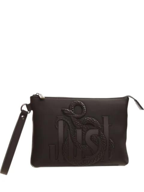 snake-embossed logo-plaque pouch by JUST CAVALLI