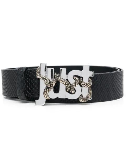 snakeskin-effect logo-lettering belt by JUST CAVALLI