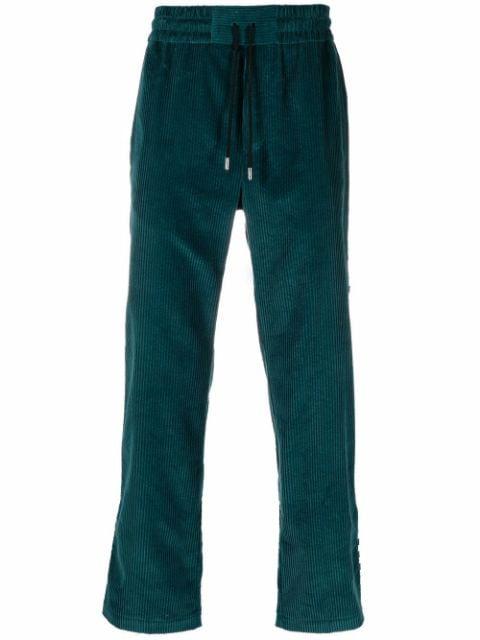 checked-stripe corduroy trousers by JUST DON