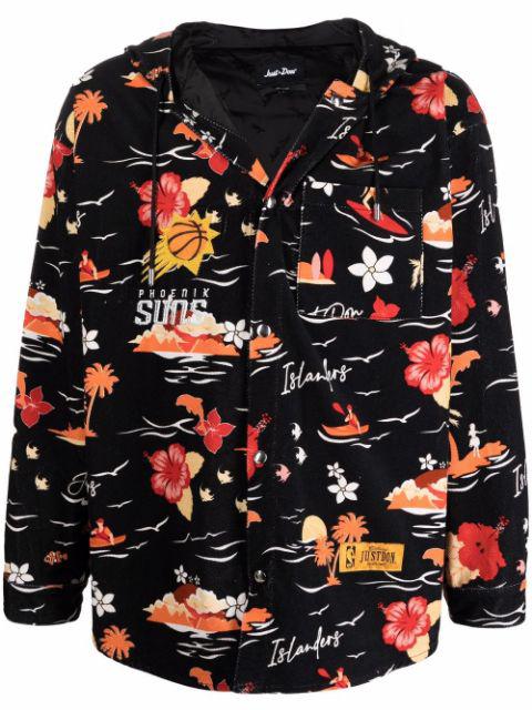 graphic-print hoodied jacket by JUST DON