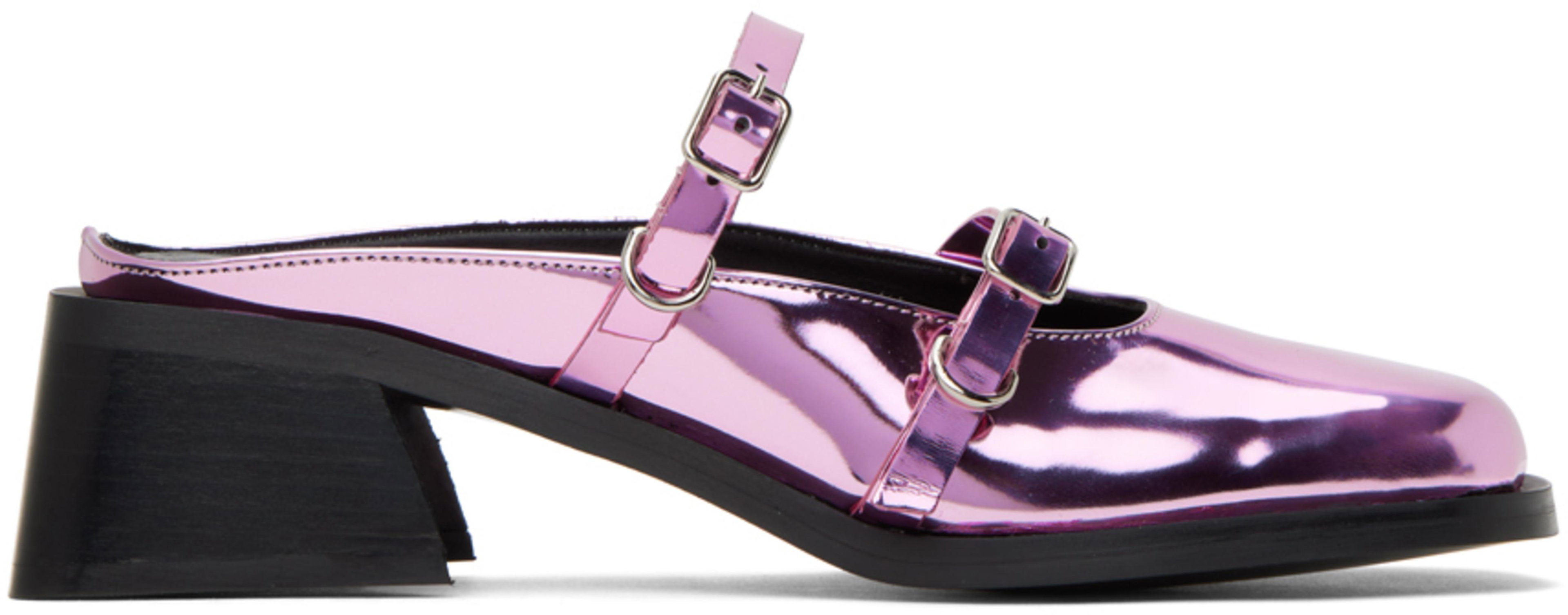 Pink Andie Metallic Mules by JUSTINE CLENQUET