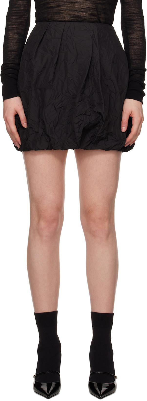 Black Crinkled Drape Miniskirt by JUUN.J