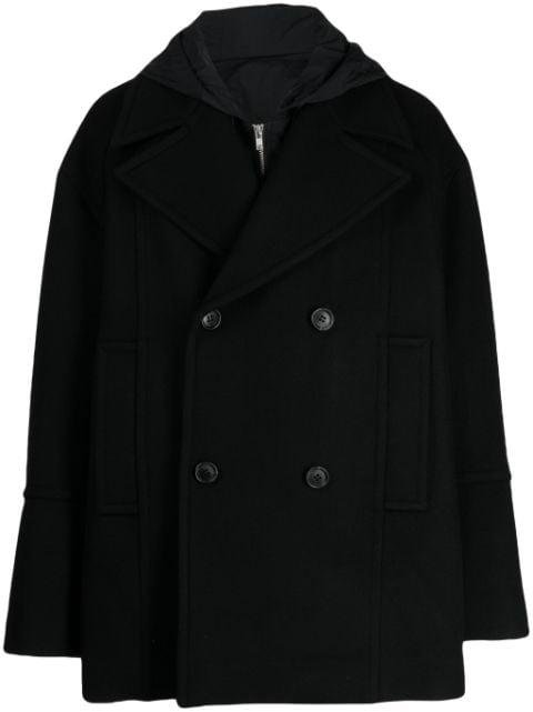 hoodied double-breasted peacoat by JUUN.J