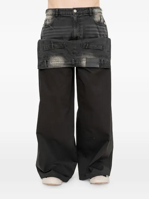 layered-detail wide-leg trousers by JUUN.J