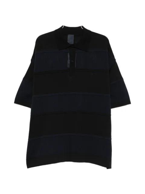 mesh-panelled striped polo shirt by JUUN.J