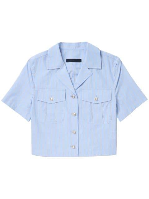 pinstripe short-sleeve shirt jacket by JUUN.J