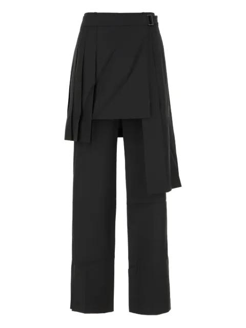 pleated overlay-skirt detail straight trousers by JUUN.J