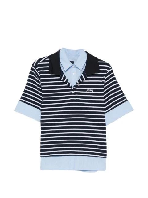 striped layered-effect polo shirt by JUUN.J