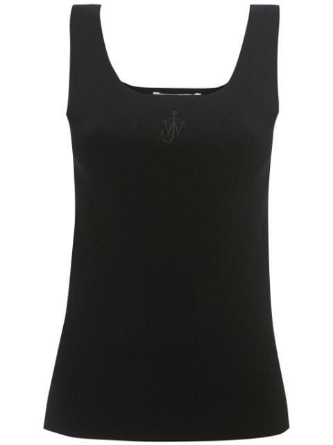 Anchor-embroidered square-neck tank top by JW ANDERSON