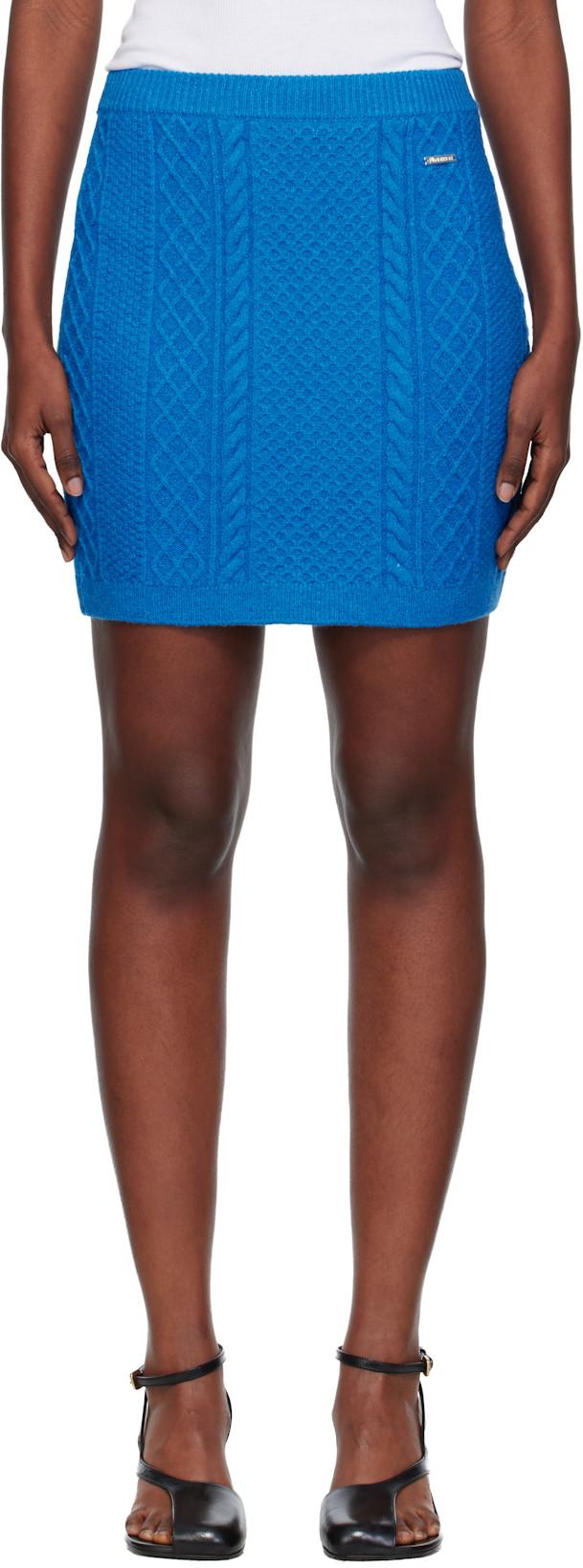 Blue Cable Knit Miniskirt by JW ANDERSON