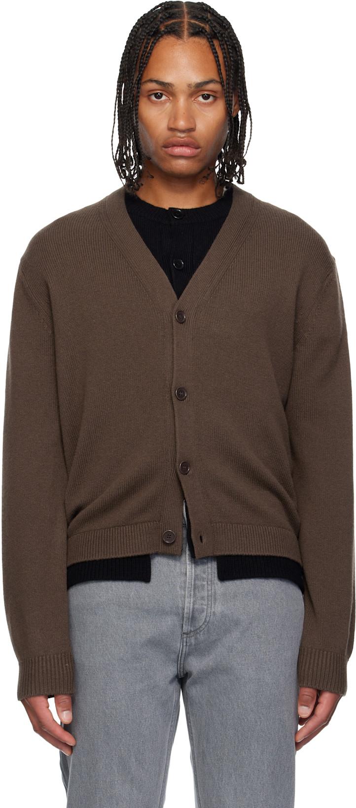Brown Contrast Layered Cardigan by JW ANDERSON