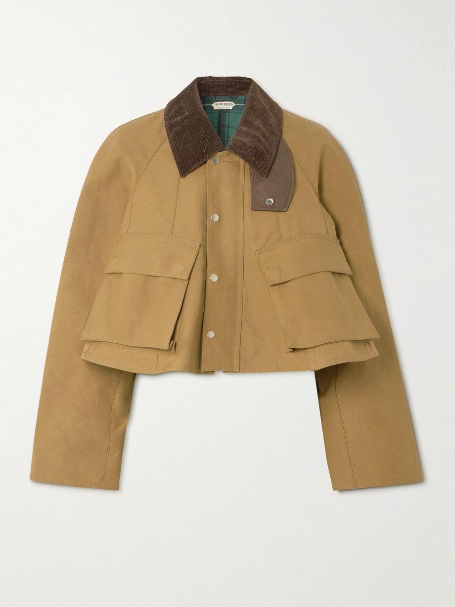Cropped corduroy-trimmed waxed-cotton jacket by JW ANDERSON