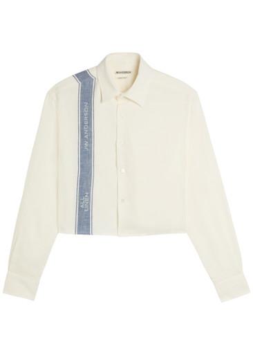 Cropped stripe-jacquard linen shirt by JW ANDERSON