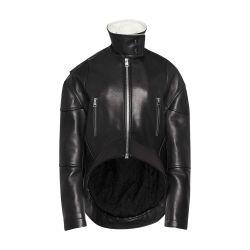 Curved leather hem high neck jacket by JW ANDERSON