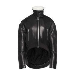 Curved leather hem high neck jacket by JW ANDERSON