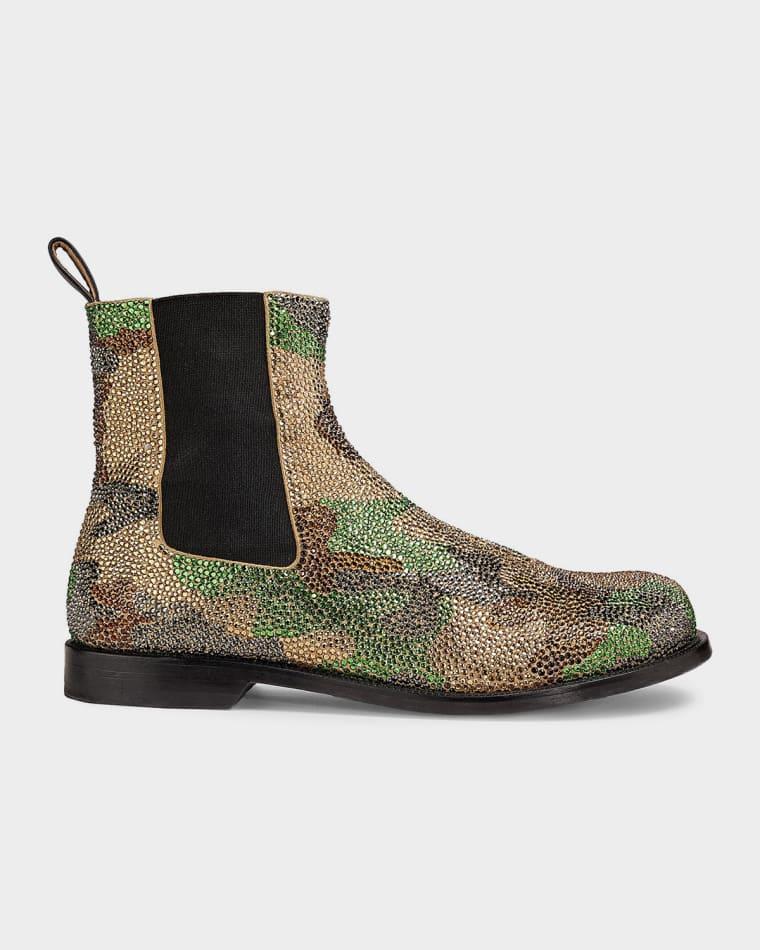 Embellished Camo Suede Chelsea Boots by JW ANDERSON