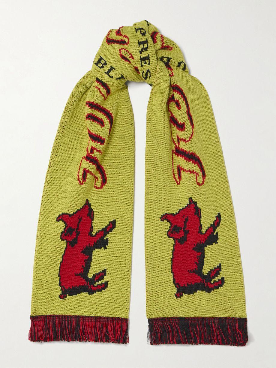 Fringed jacquard-knit scarf by JW ANDERSON