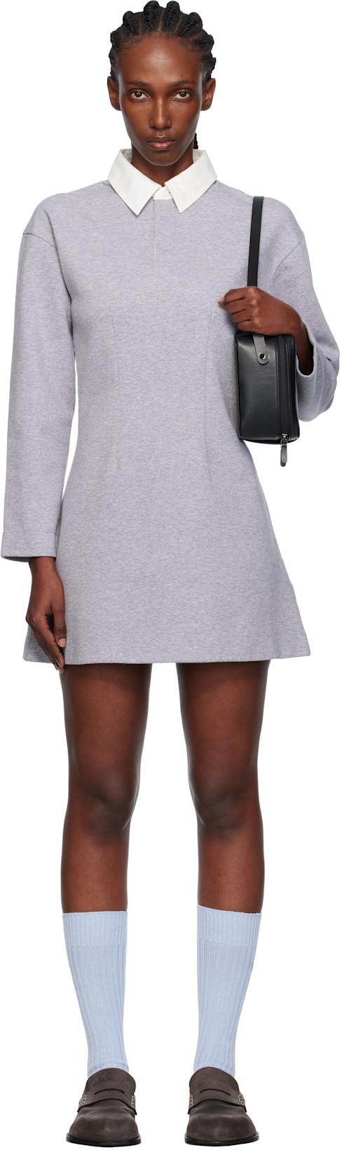 Gray Long Sleeve Polo Midi Dress by JW ANDERSON