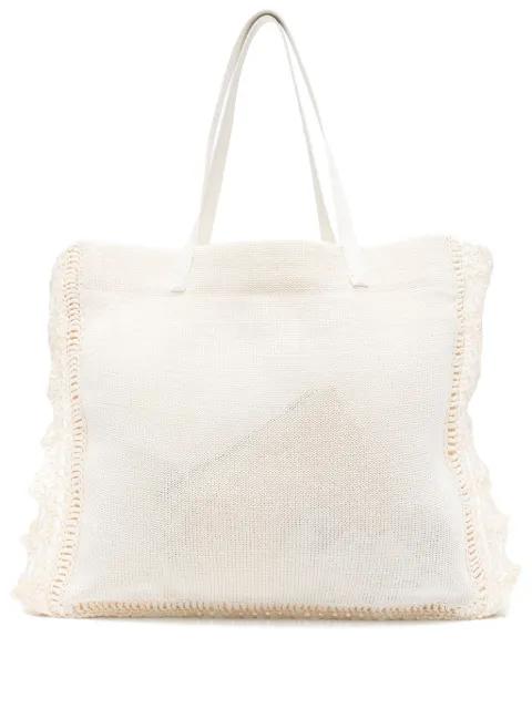 Ivory crochet shopping bag by JW ANDERSON