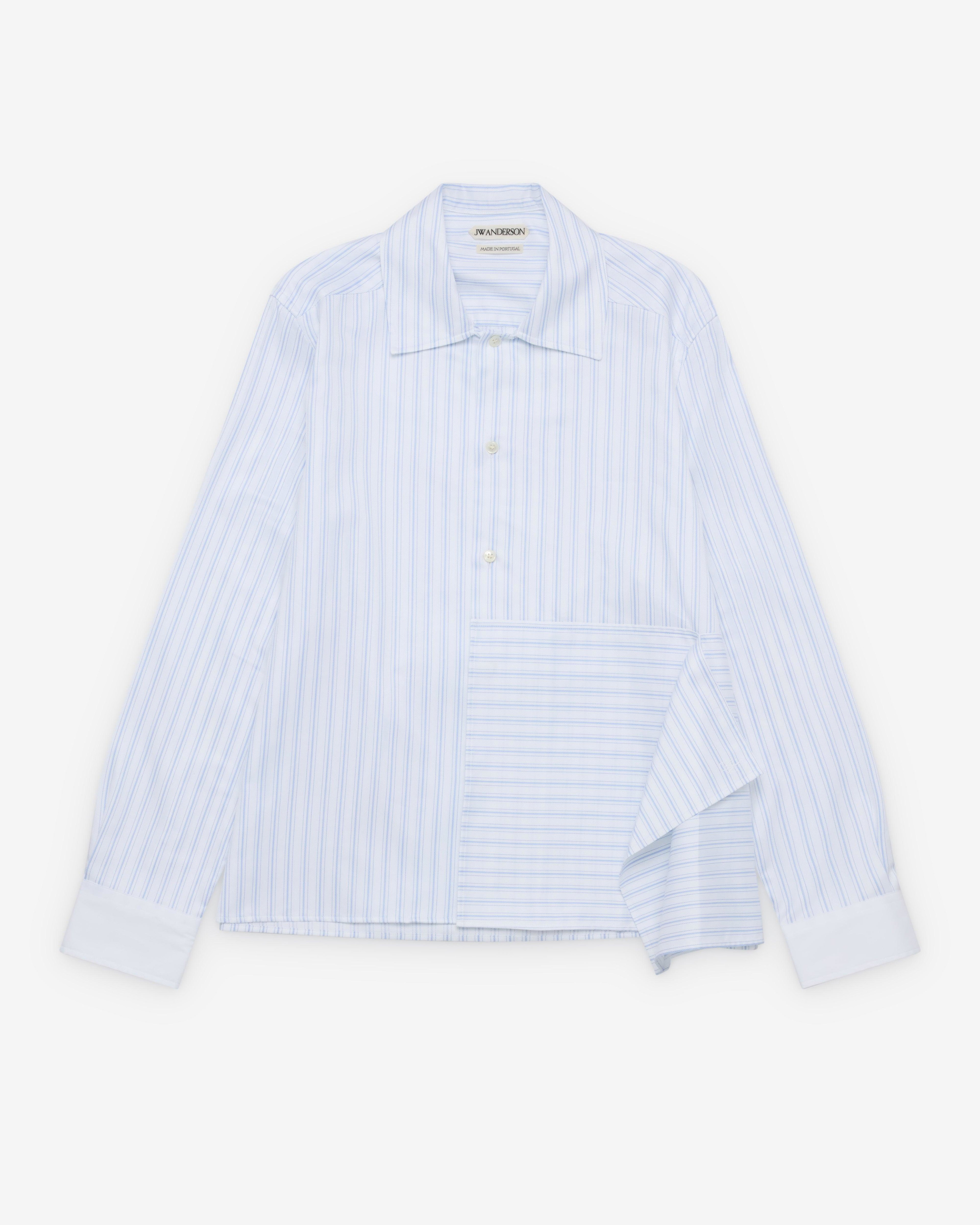J.W. Anderson - Women's Asymmetric Draped Shirt - (White/Blue) by JW ANDERSON