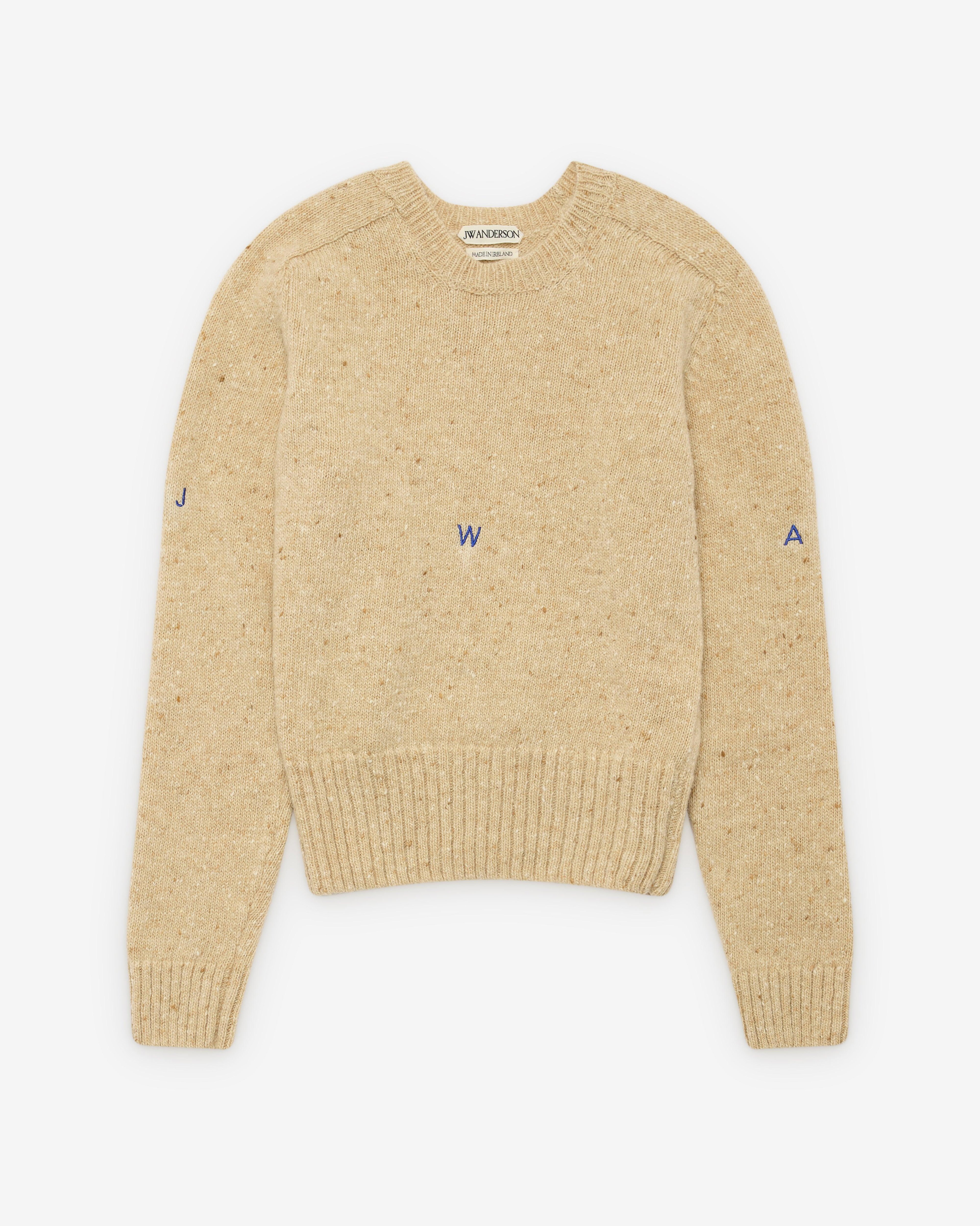 J.W. Anderson - Women's Embroidered Crew Neck Jumper - (Oatmeal) by JW ANDERSON