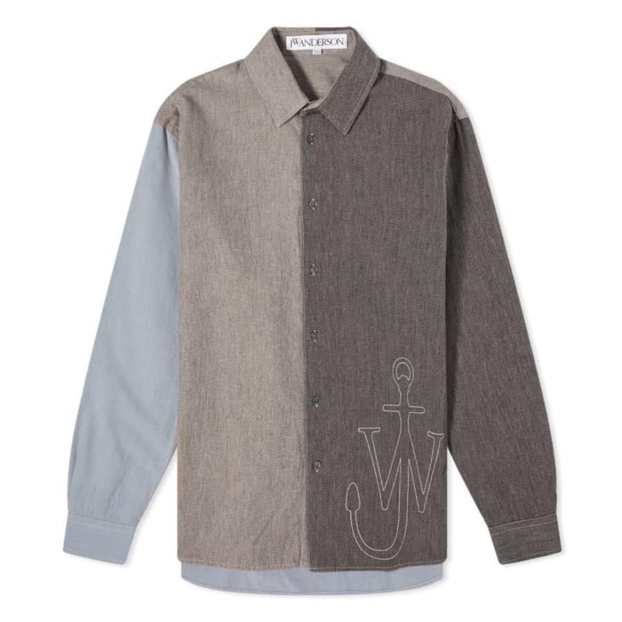 JW Anderson Anchor Patchwork Classic-Fit Cotton Shirt by JW ANDERSON