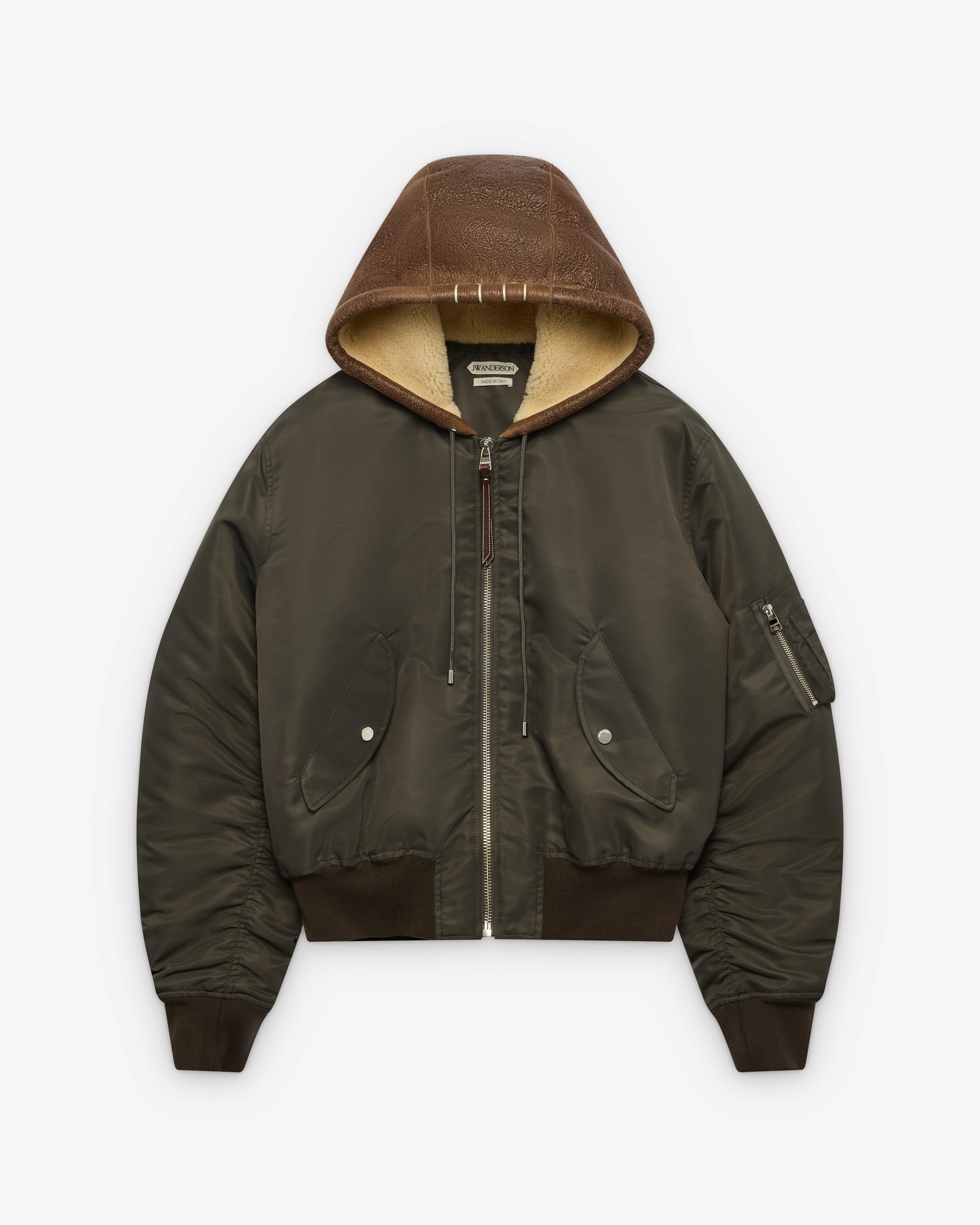 JW Anderson - Men's Hooded Bomber Jacket - (Dark Khaki) by JW ANDERSON