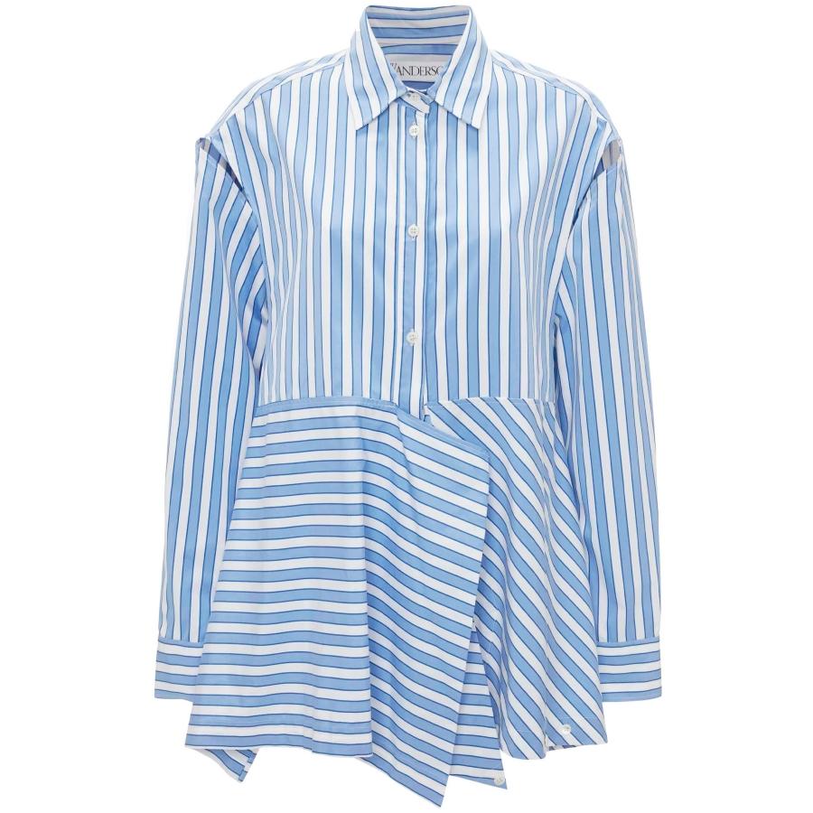 JW Anderson Peplum Drape Striped Shirt by JW ANDERSON
