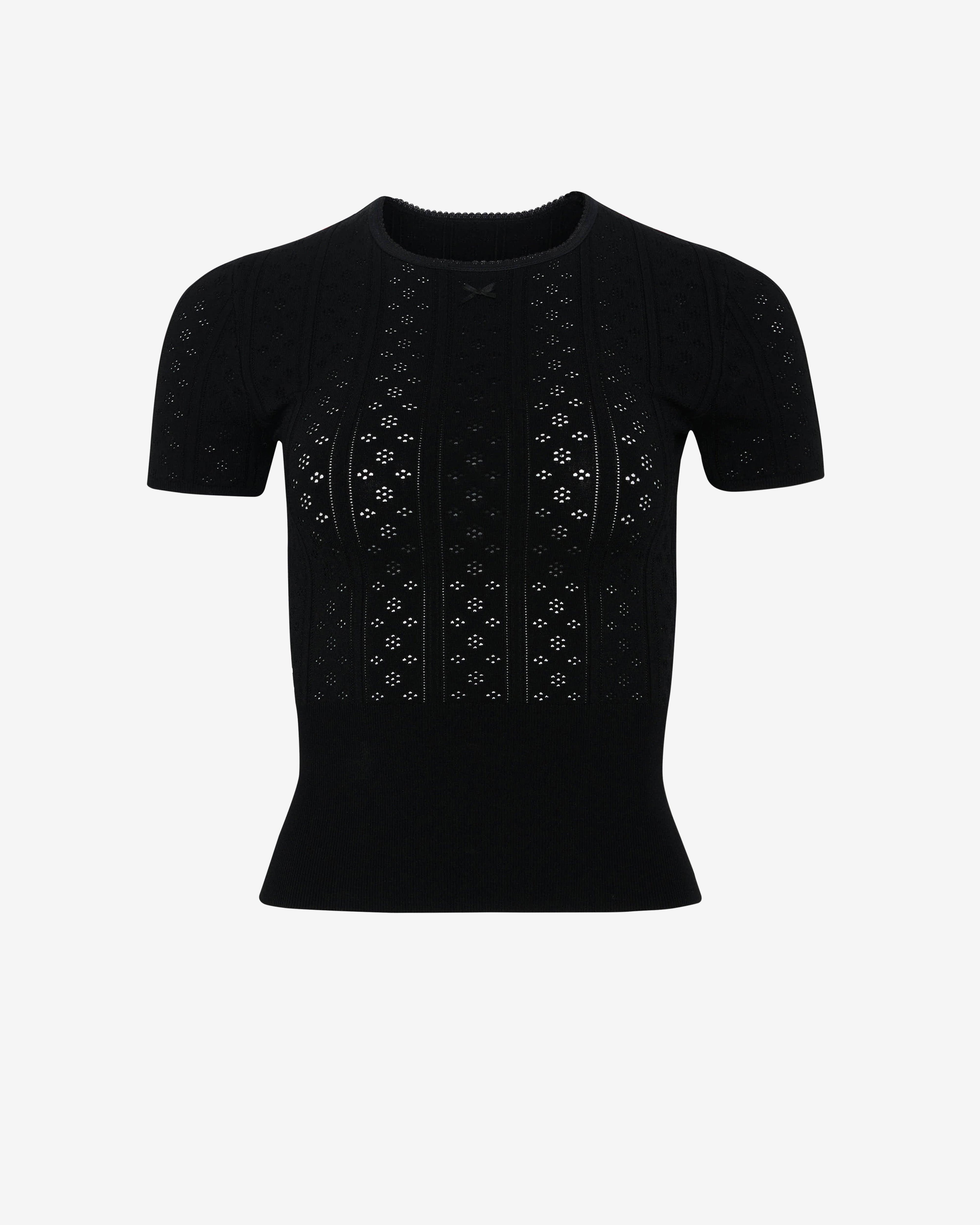 JW Anderson - Women's Pointelle Tee - (Black) by JW ANDERSON