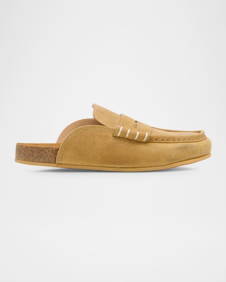 Men's Stitch Suede Penny Loafer Slides by JW ANDERSON